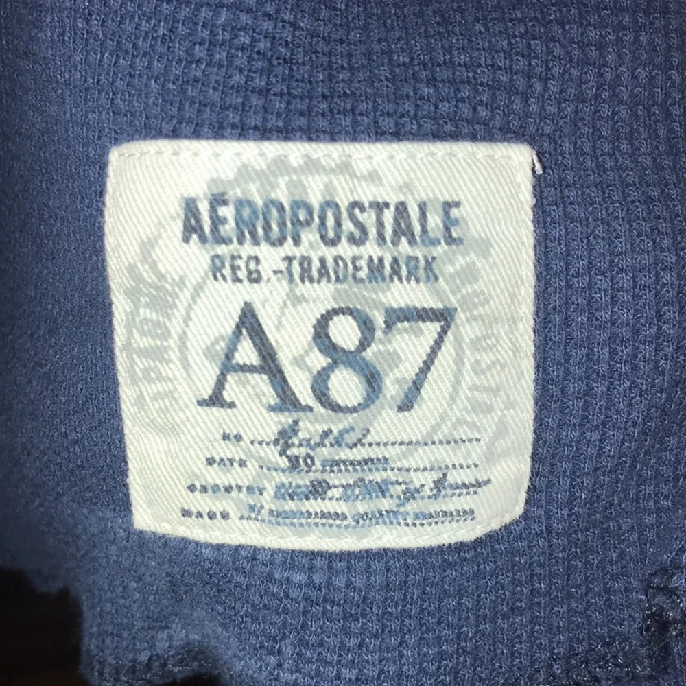 AEROPOSTALE thermal long sleeve blue shirt size XL